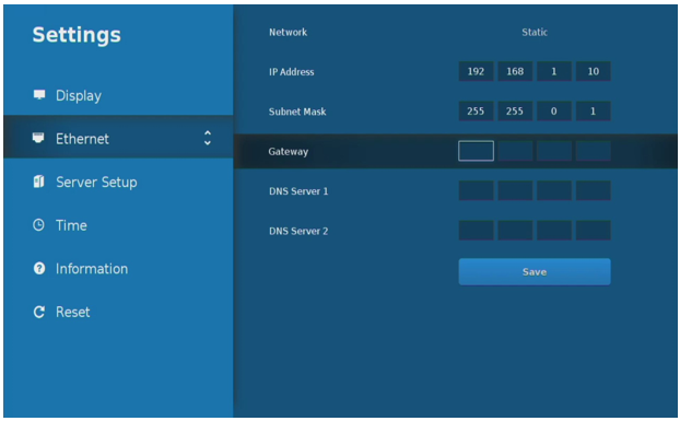 STB Ethernet Settings