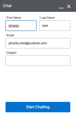 Live chat request panel.
