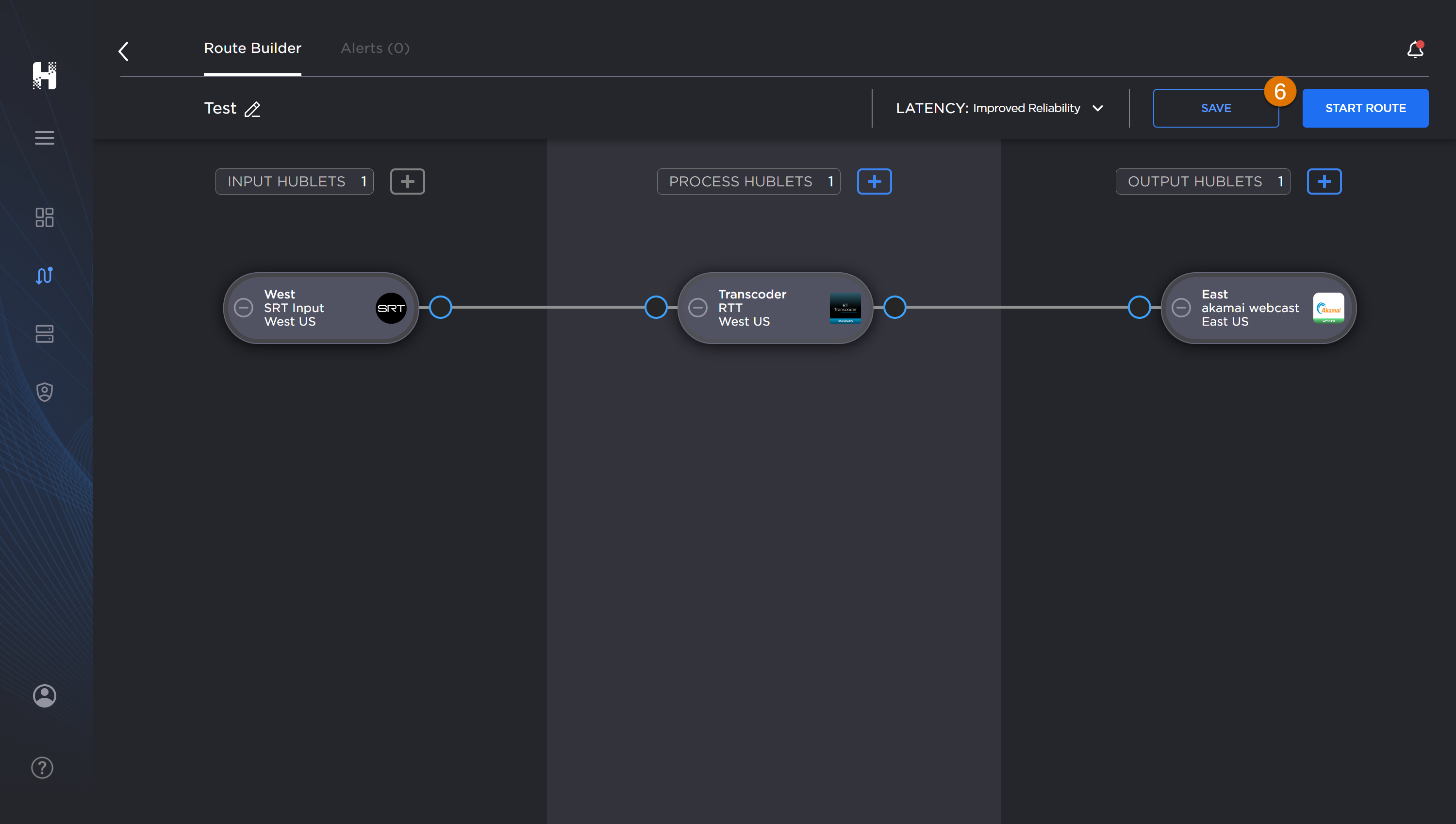 A labeled image of the Route Builder screen.