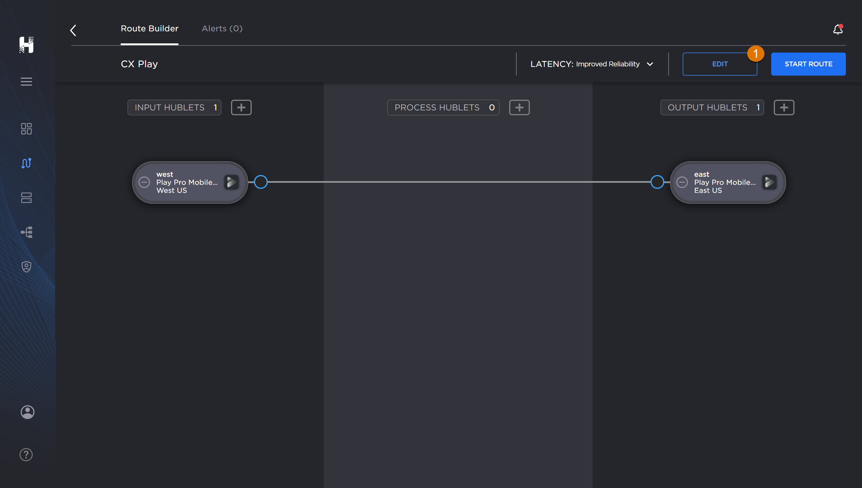 Route Builder Screen, labeled.