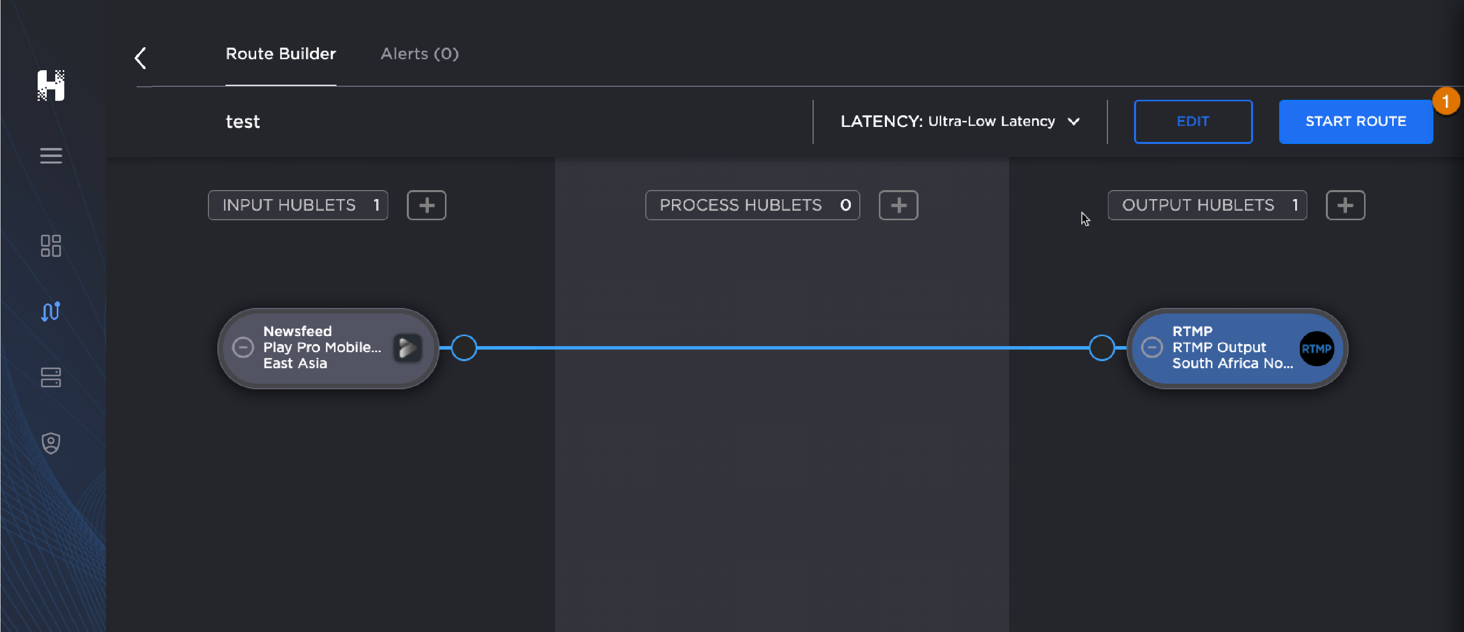 Route Builder screen, labeled.