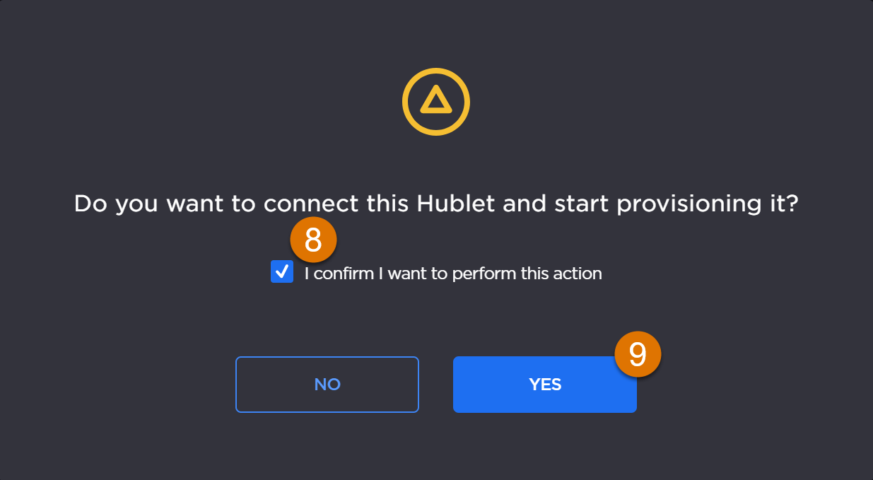 Labeled image of a pop-up confirmation message.