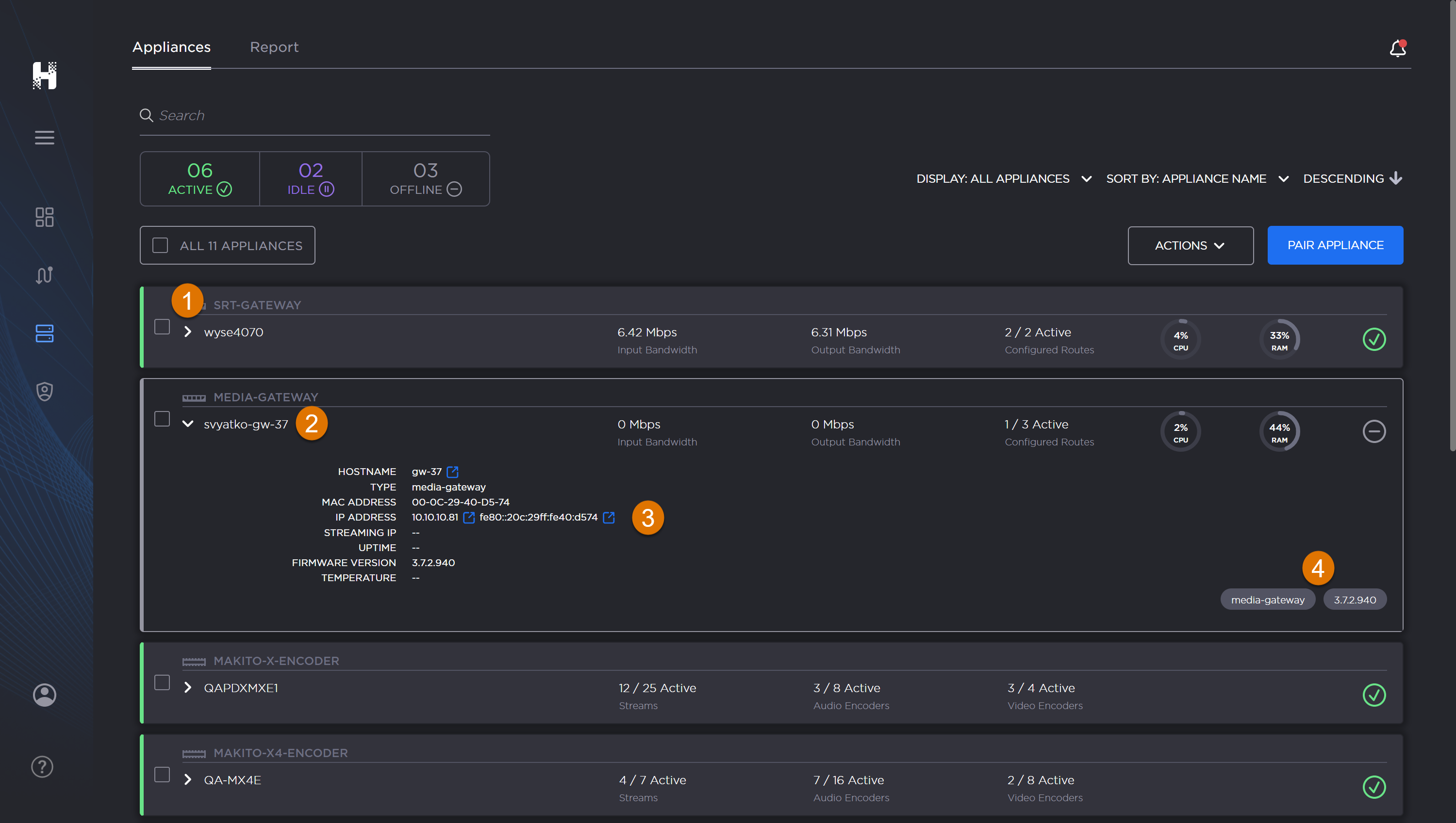Labeled image of routes screen with a route QuickView panel open.