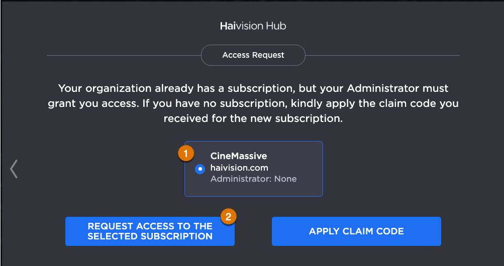 Labeled image of an access request pop-up message.