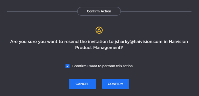 Resend Invite Confirmation