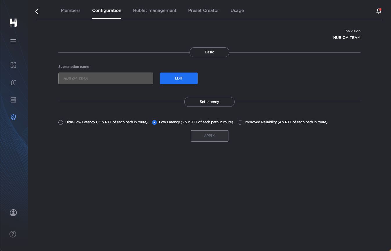 Hub Subscription Configuration