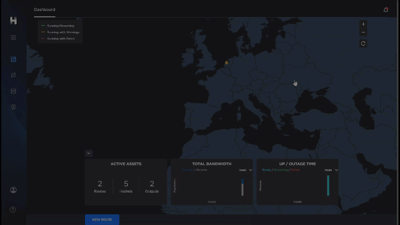 Gif of the Control Center dashboard. Cursor clicks the plus and minus buttons to zoom in and out of the global map.