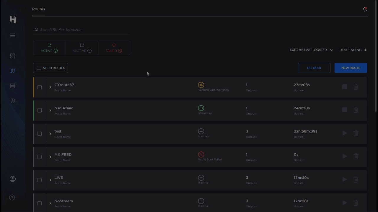 Gif of Routes screen. Cursor opens a route QuickView panel and clicks through the details.