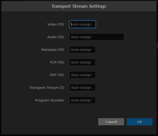 Transport Stream Settings