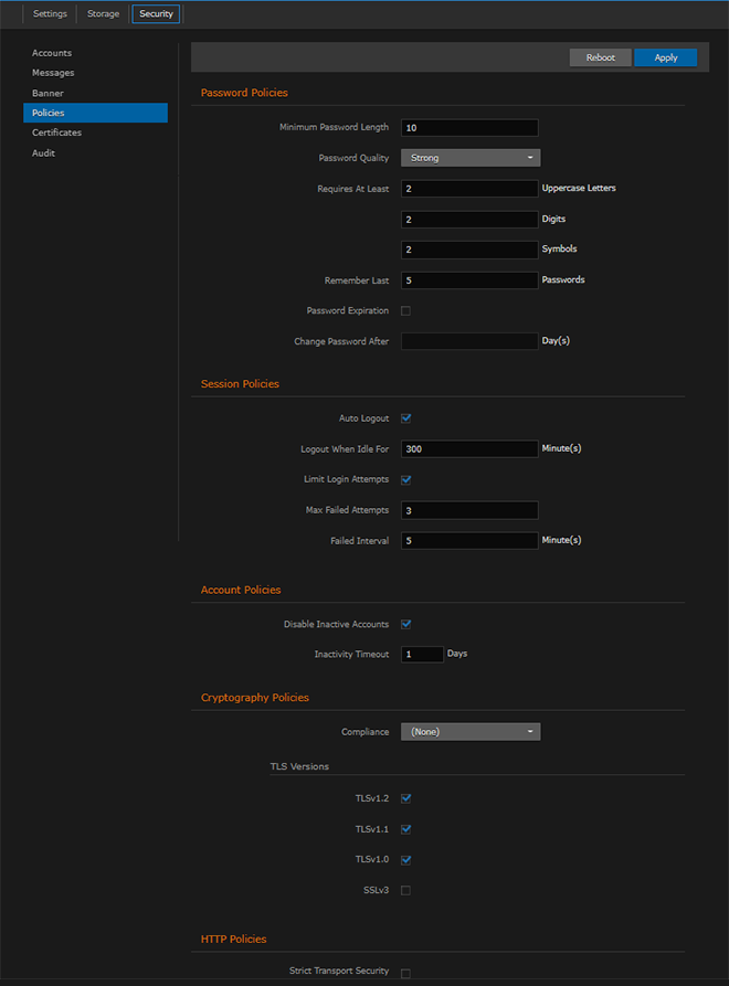 Policies Page