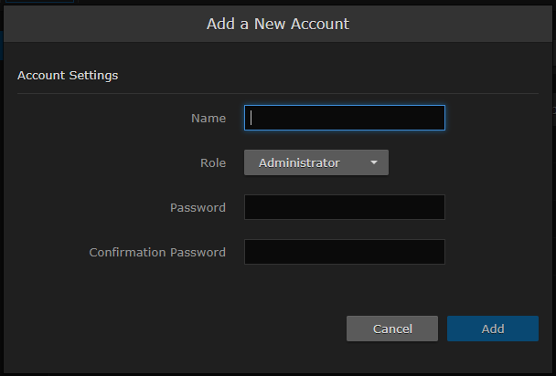 Add New Account Dialog