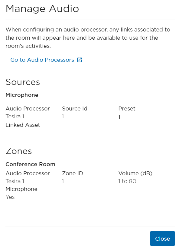 Manage Audio Panel