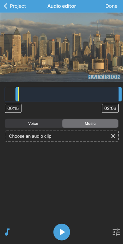 Audio Editor Music Tab