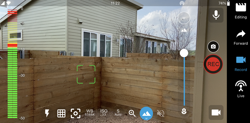 Record Screen with Manual Focus Adjustment