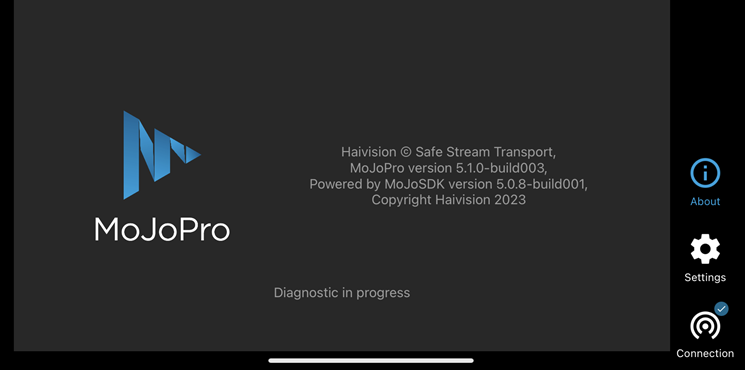 About Screen with Diagnostic in Progress