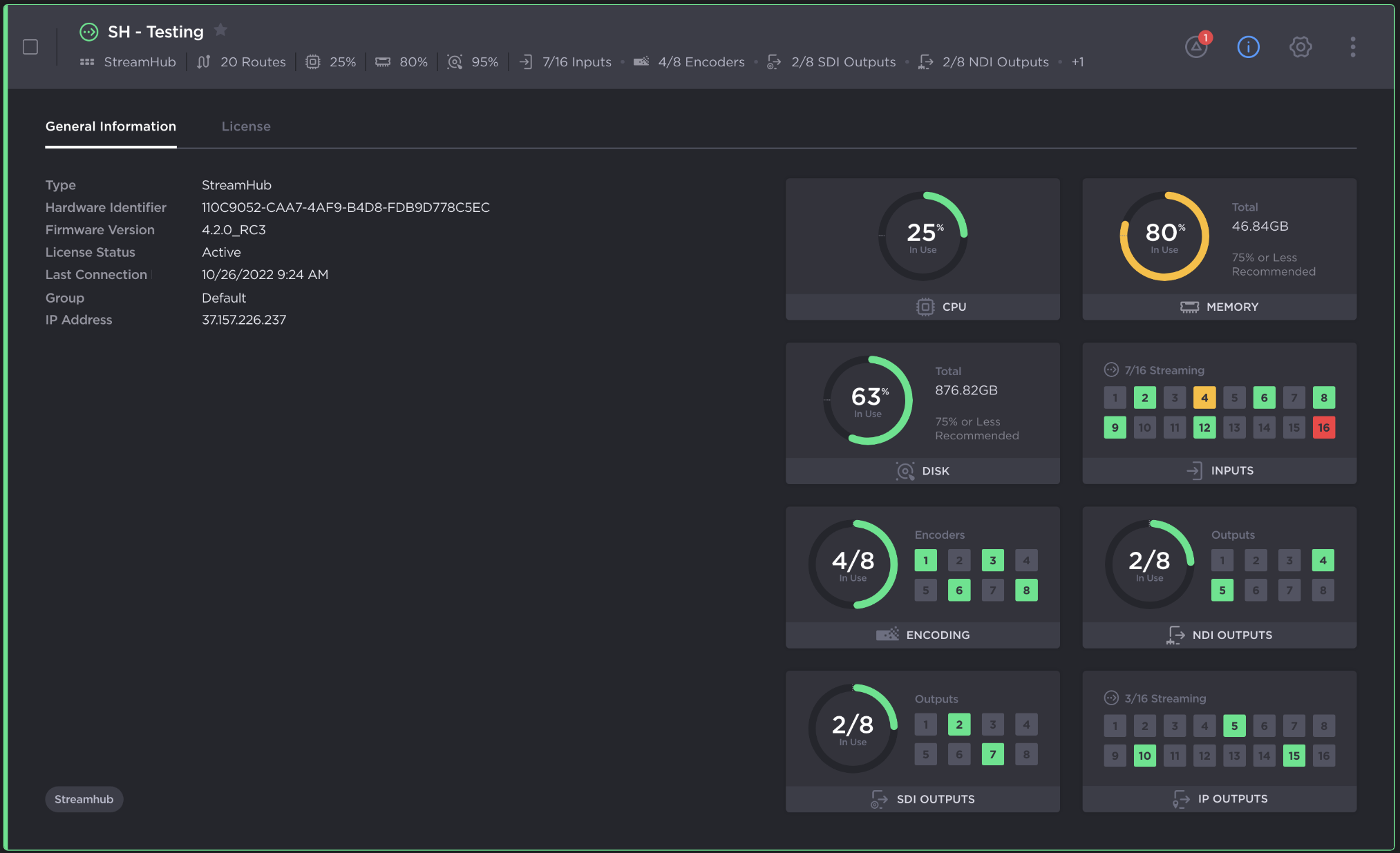 StreamHub Info Details