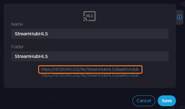 HLS Output link