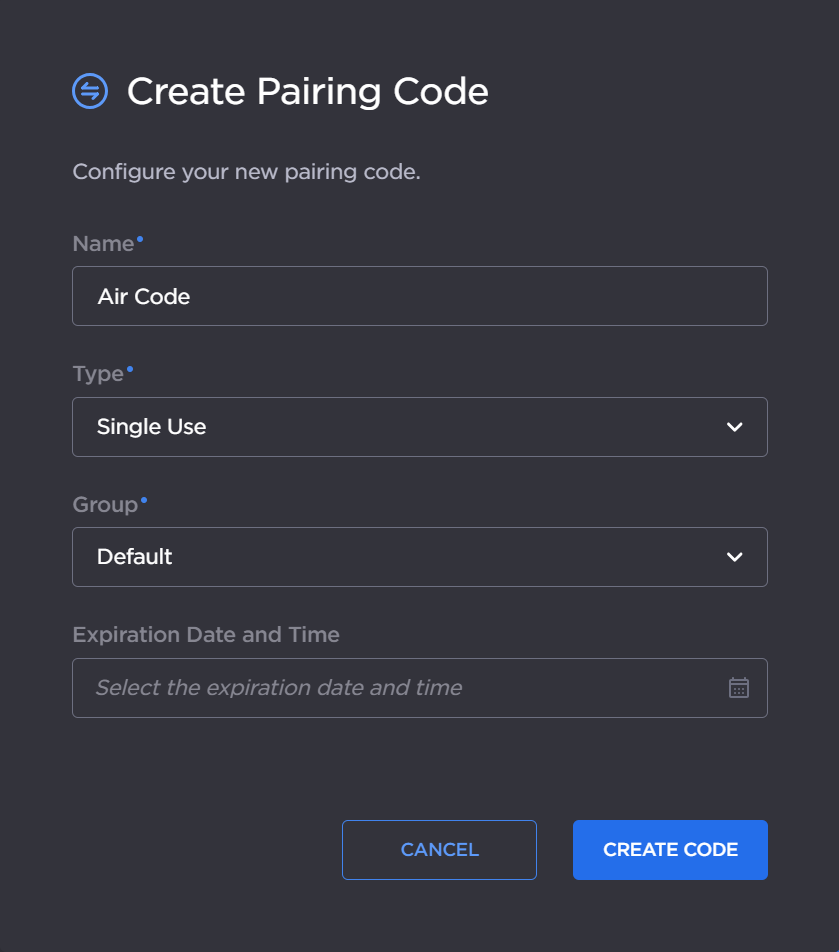 Create Pairing Code