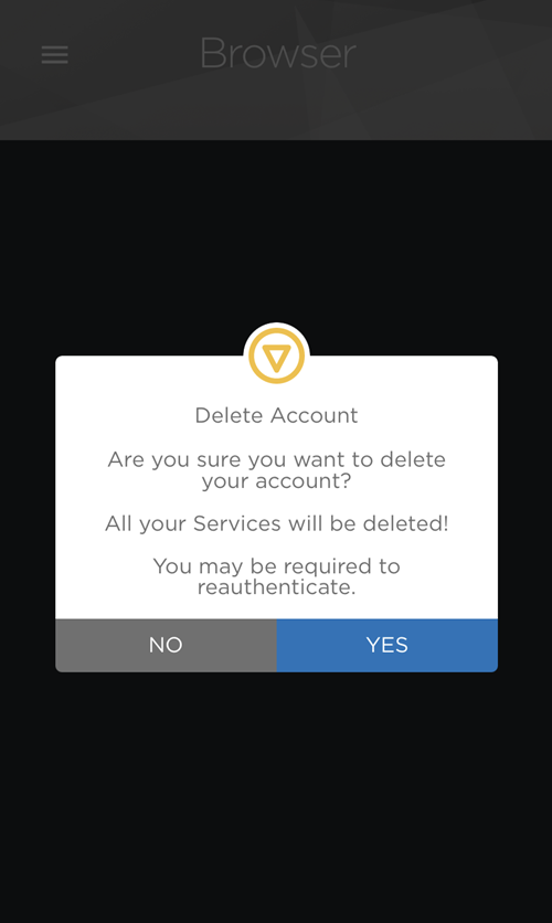 Delete Account Confirmation Prompt