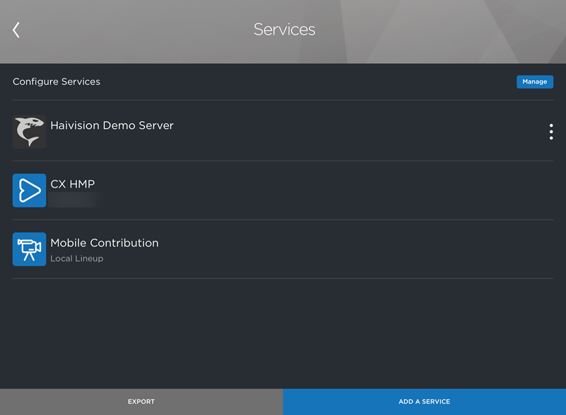 Configure Services Screen