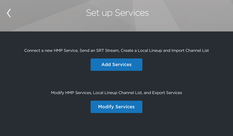 Set up Services Screen