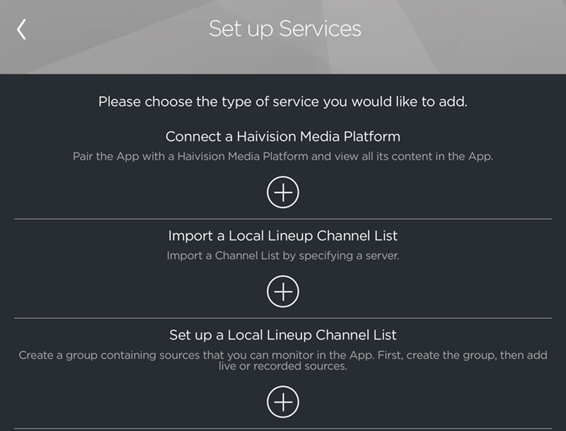 New Service Selection Screen