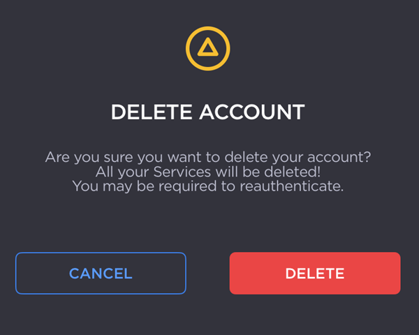 Delete Account Confirmation Prompt