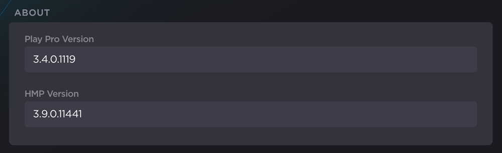 About Section with Play Pro and HMP Versions