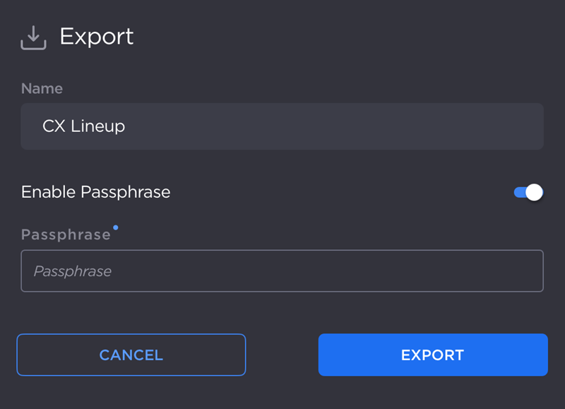 Local Lineup Export Window