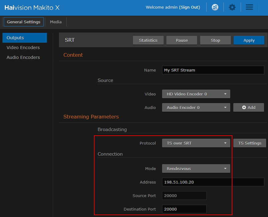 Makito X Rendezvous Settings