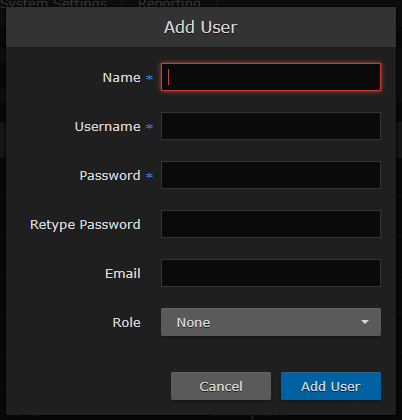 Add User dialog