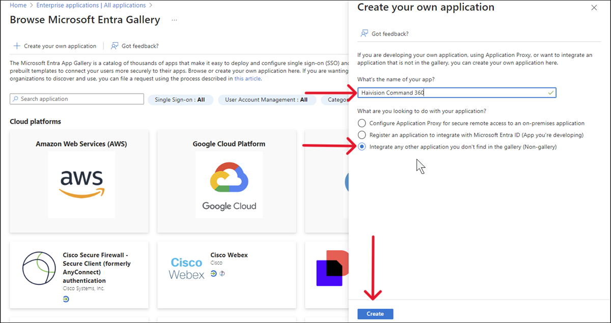 Application Creation Panel