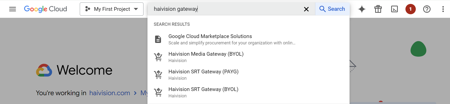 Google Cloud marketplace