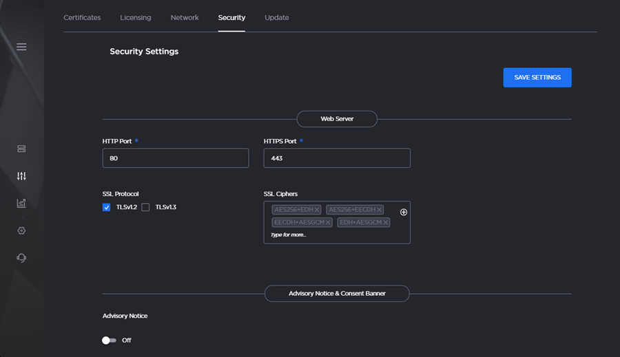 Web Server Security Settings