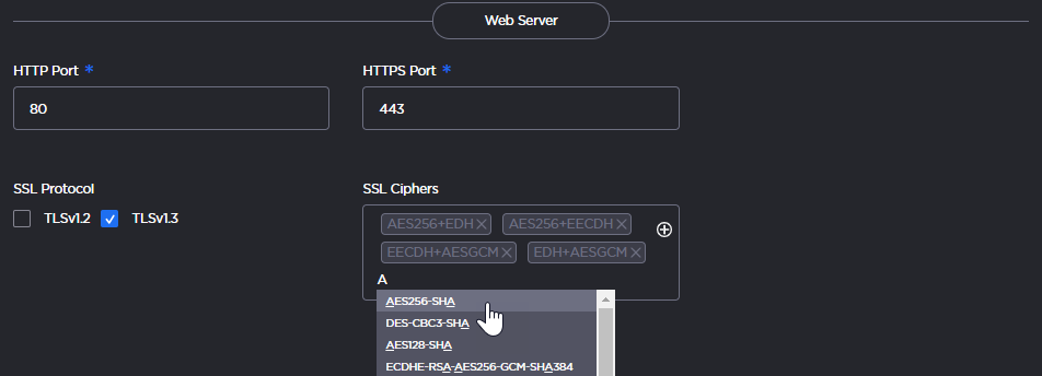 SSL Ciphers Field