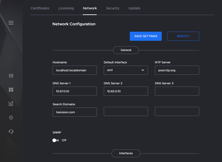 Network Configuration Pane