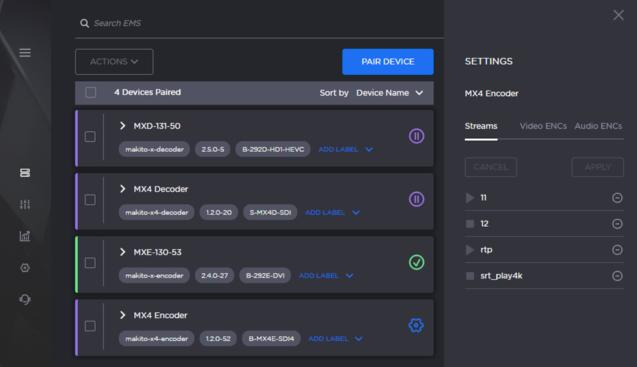 Stream Settings Pane