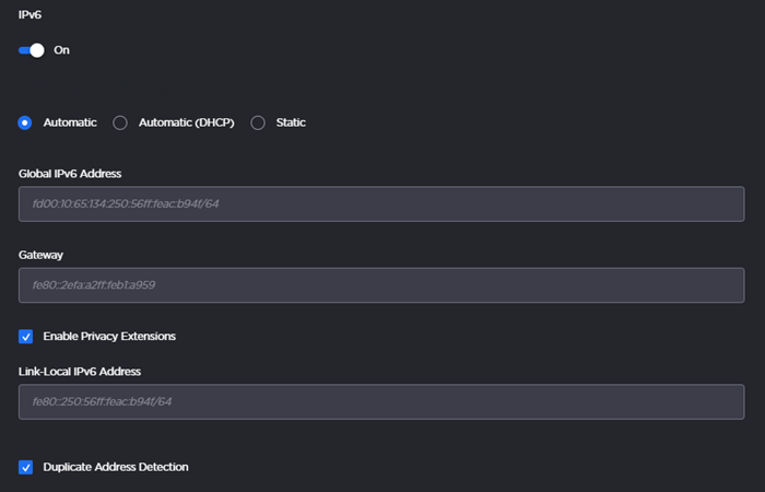 IPv6 Interface Settings