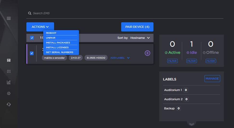 Actions Drop-down Menu