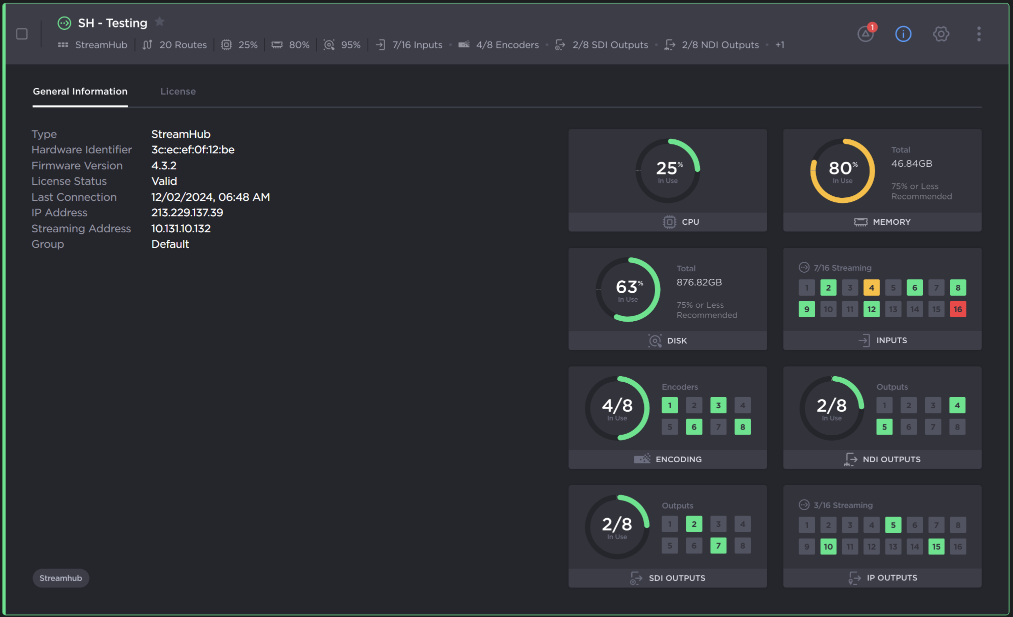 StreamHub Info Details