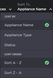 Sort dropdown