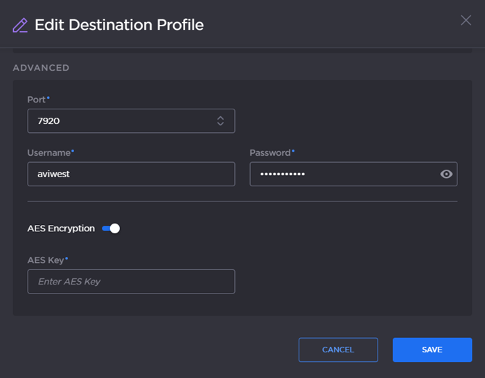 Edit Destination Profile