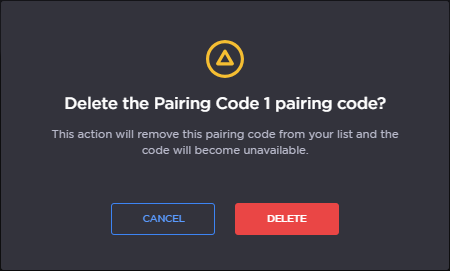 Delete Pairing Code Confirmation