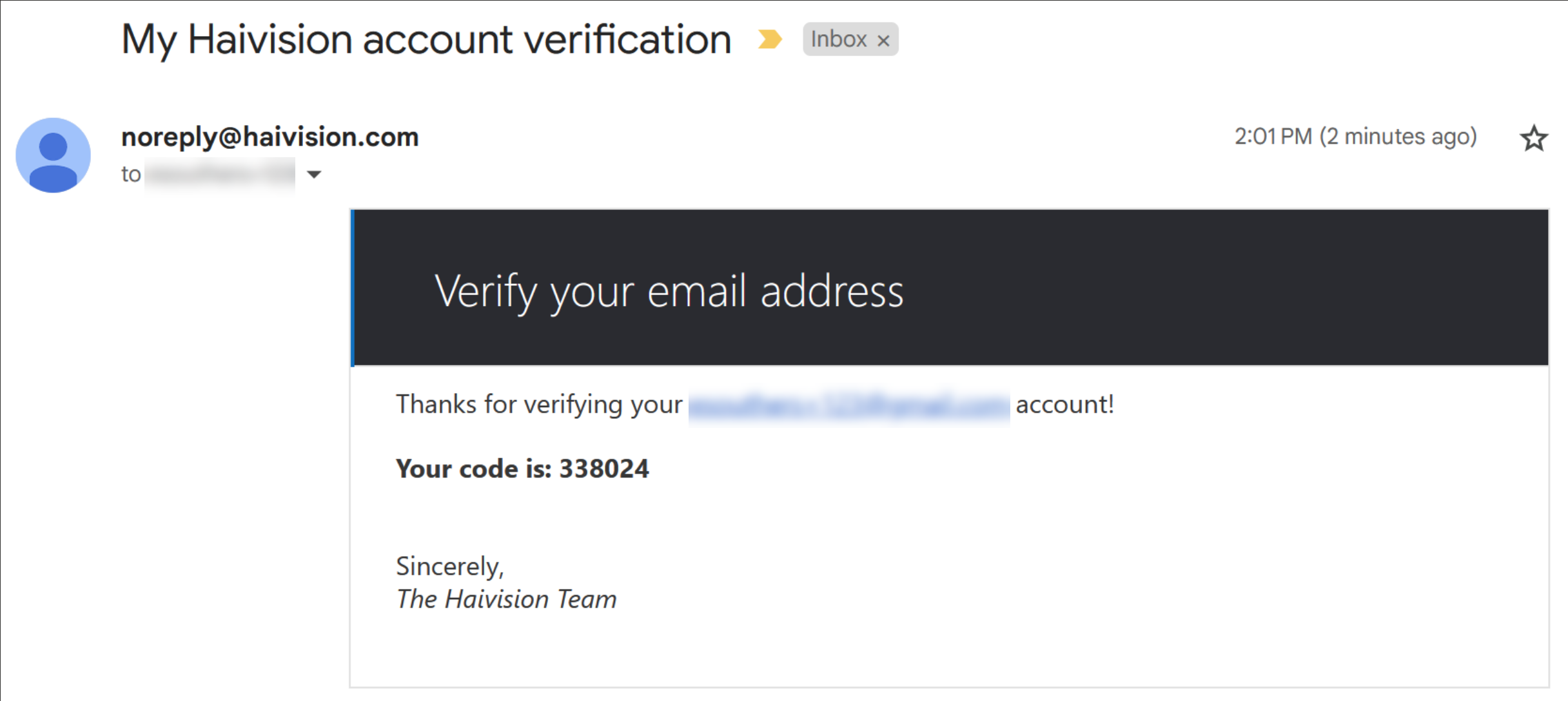 Verification Code Email