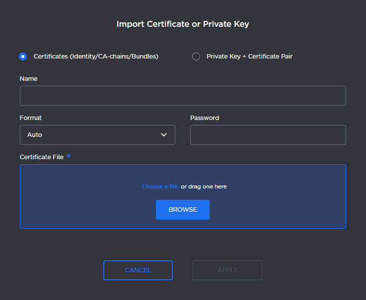 Import Certificate Dialog