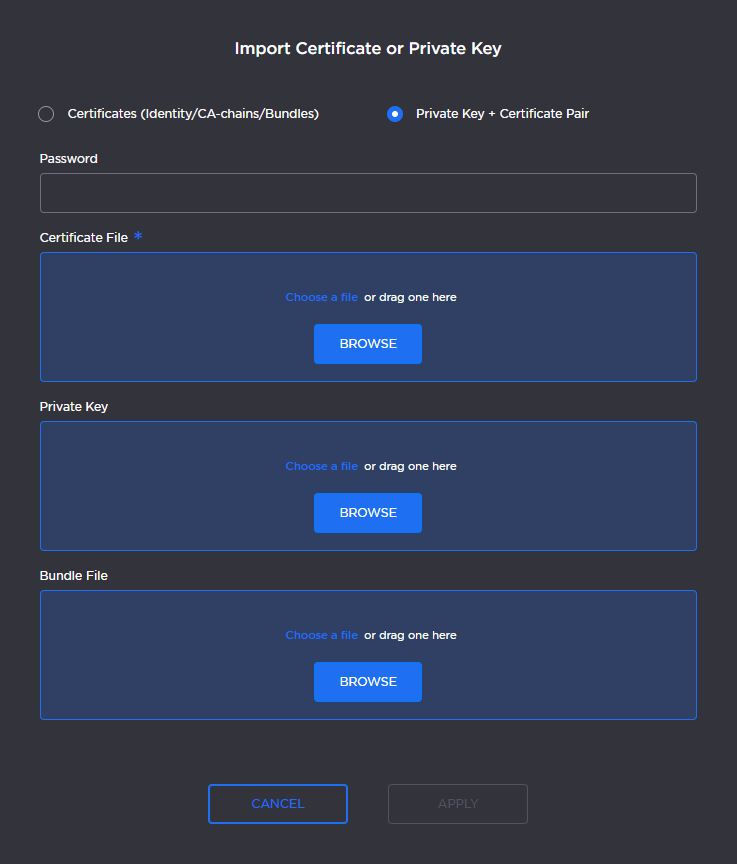 Import Private Key Dialog