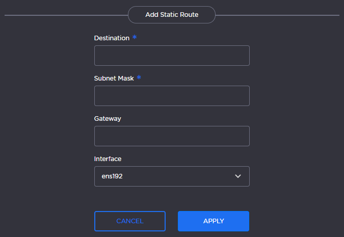 Add Static Route Dialog