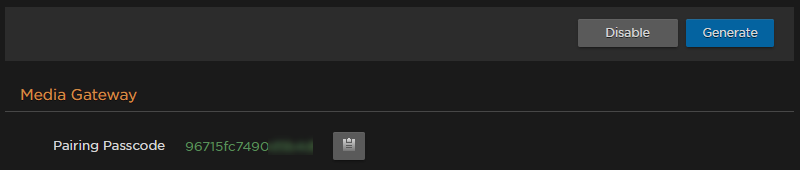 Example Media Gateway Pairing Passcode