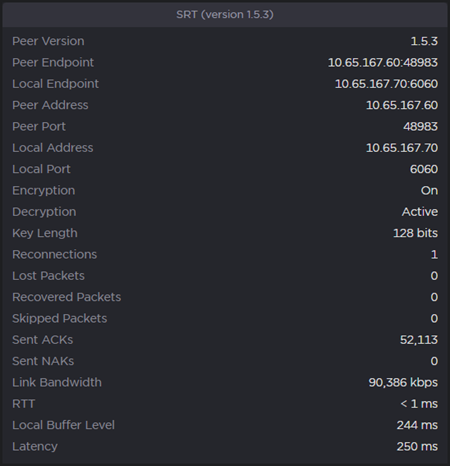 Makito X4 Decoder Example SRT Details