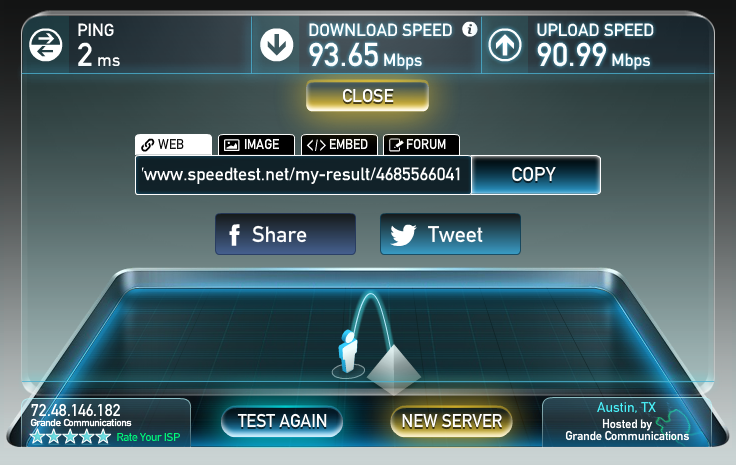 SpeedTest Copy Test Results